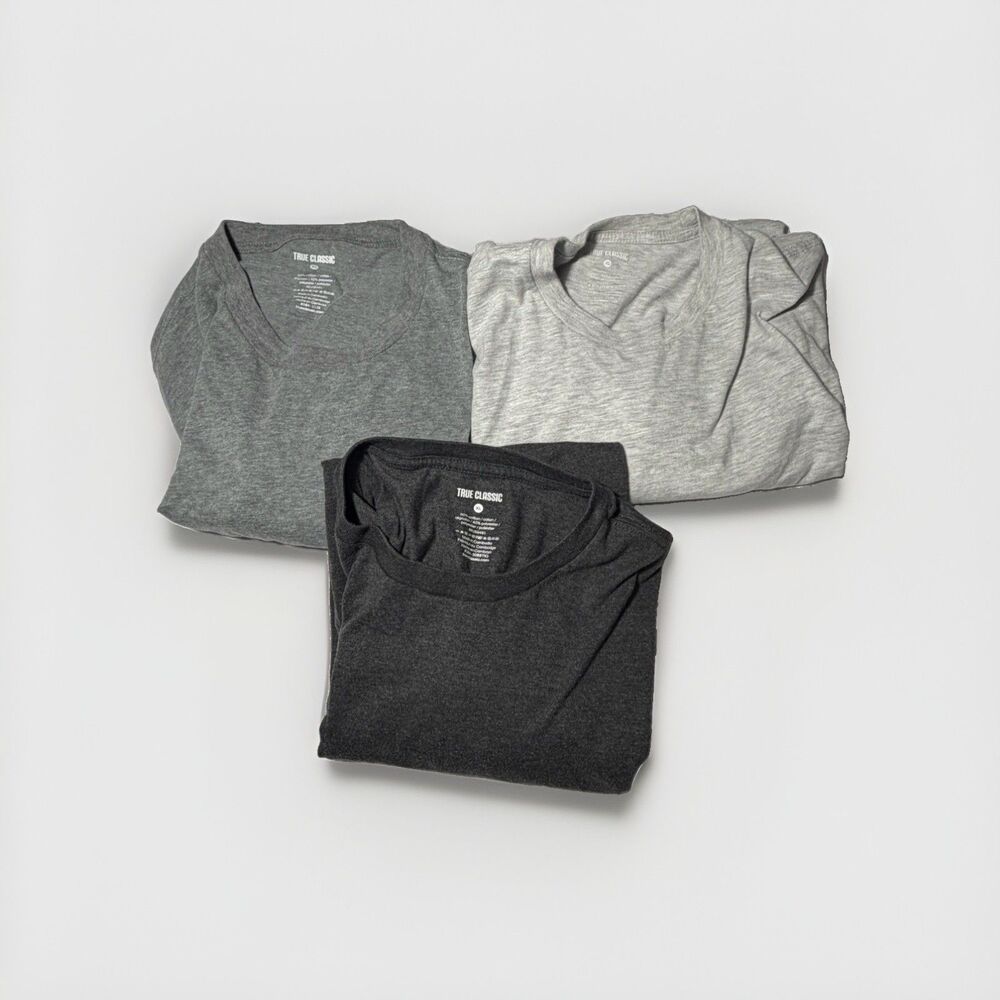 True Classic Men’s XL T-Shirts 3 Pack Gray Crew Neck Cotton Blend